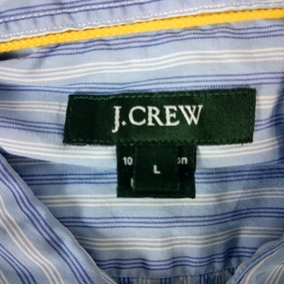 J Crew White Blue Striped Button Front Shirt L - Picture 3 of 6